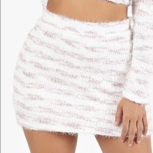 Pink & White Mini Fur Skirt
